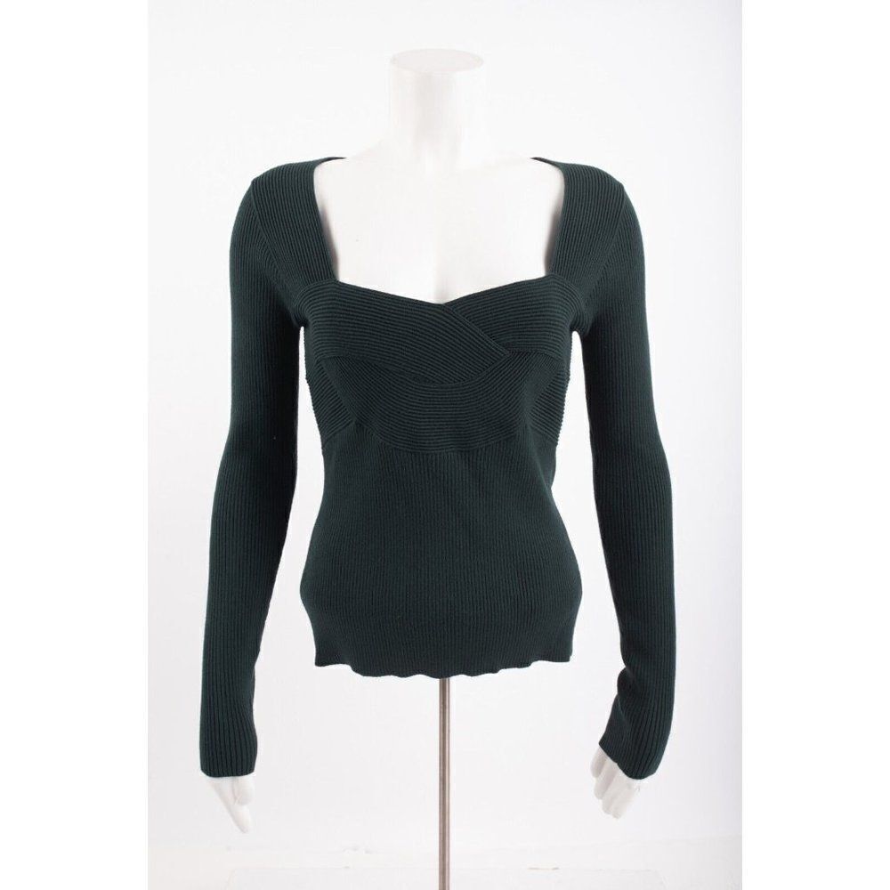 Milly Dark Green V-Neck Sweater